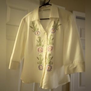 Ladies button down  tops with embroidery